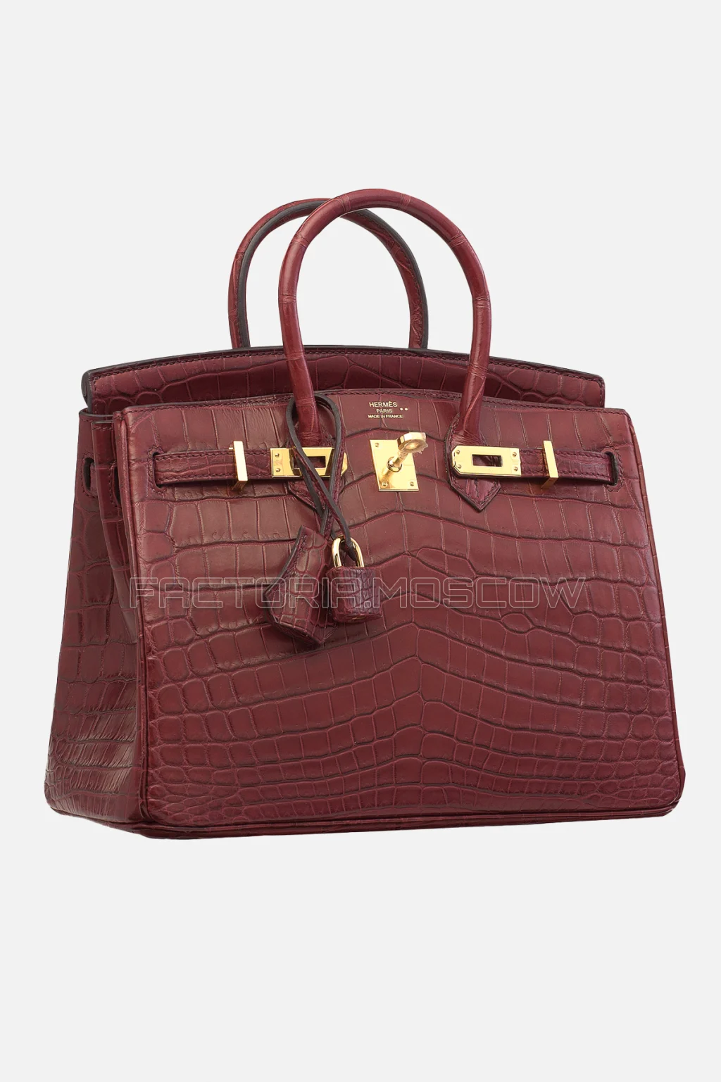 Hermes Birkin 25 Matte Bourgogne Niloticus Crocodile GHW