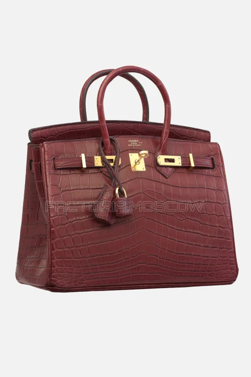 Hermes Birkin 25 Matte Bourgogne Niloticus Crocodile GHW