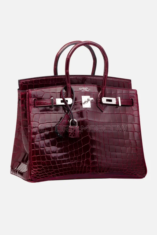 Hermes HSS Birkin 25 Shiny Bordeaux/Bleu Marine Niloticus Crocodile PHW