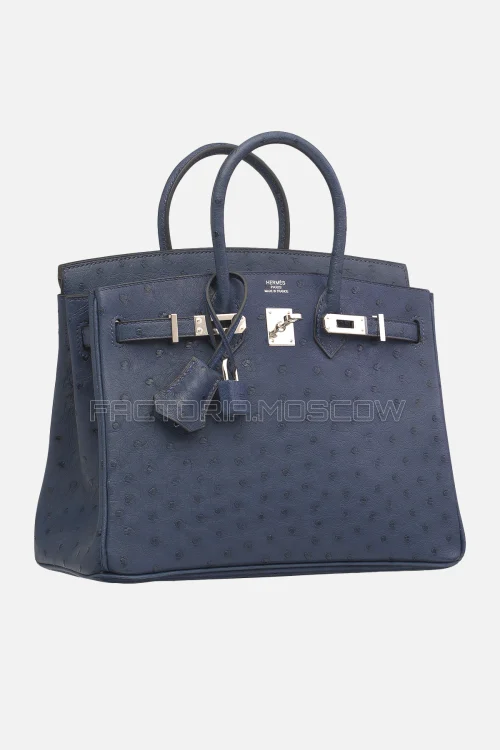 Hermes Birkin 25 Ostrich Bleu De Malte PHW