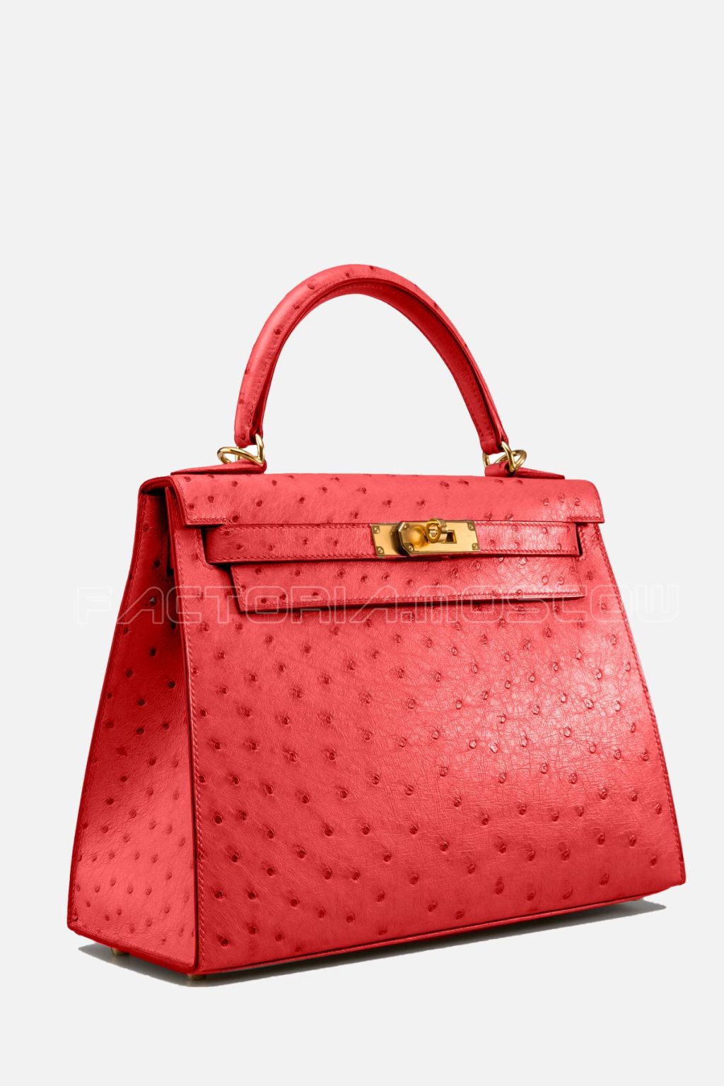 Hermes Kelly Sellier 28 Ostrich Rouge Vif GHW