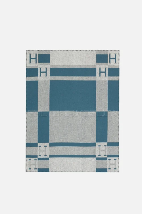 Hermes Avalon Bayadere blanket Colour Bleu Baltique