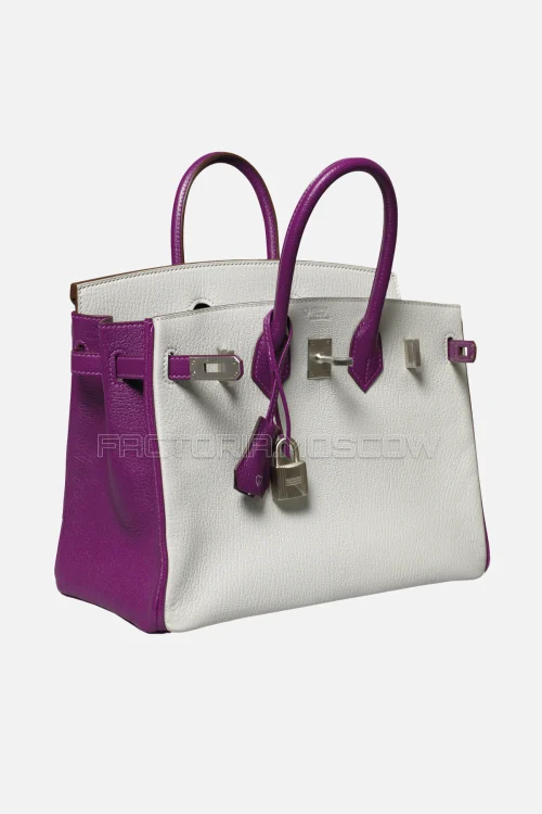 Hermes Birkin 25 Chevre Gris Perle/Anemone PHW