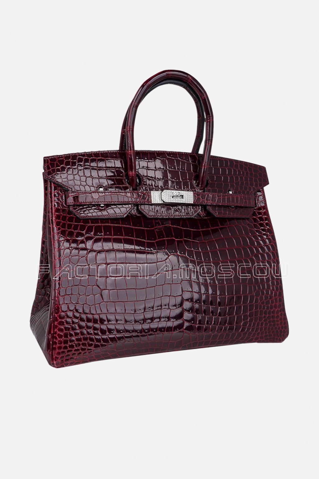 Hermes Birkin 35 Porosus Crocodile Bag Colour Bordeaux Hardware Diamond White Gold