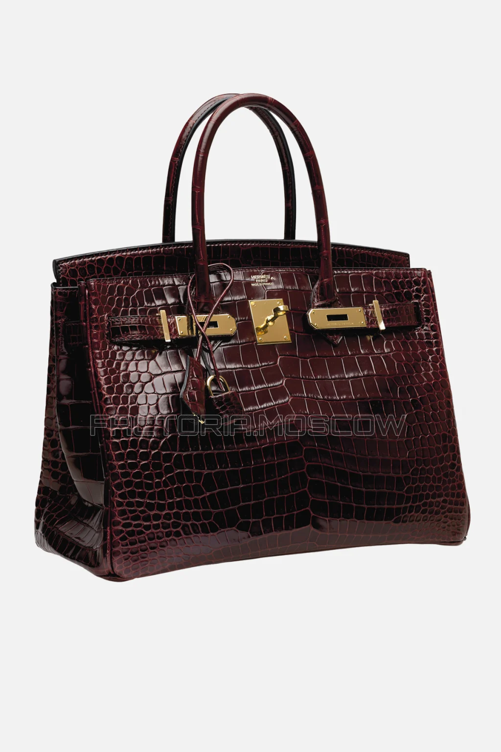 Hermes Birkin 30 Shiny Bourgogne Porosus Crocodile GHW