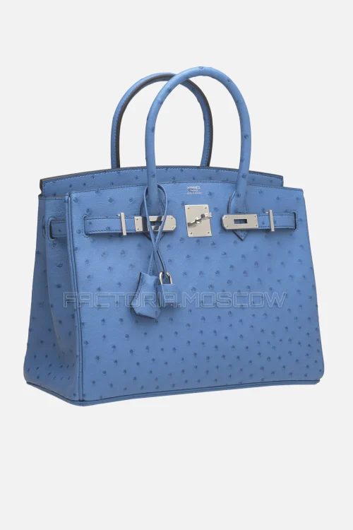 Hermes Birkin 30 Bleu Mykonos Ostrich PHW