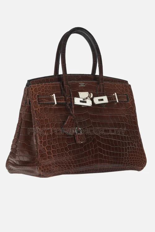 Hermes Birkin 30 Matte Marron Fonce Niloticus Crocodile PHW