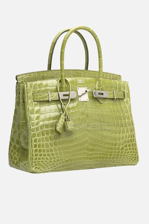 Hermes Birkin 30 Shiny Vert Anis Niloticus Crocodile PHW