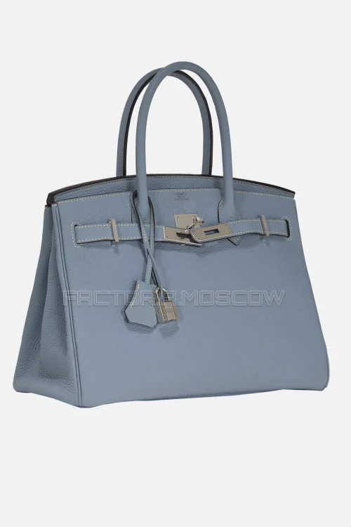 Hermes Birkin 30 Bleu Lin Clemence PHW