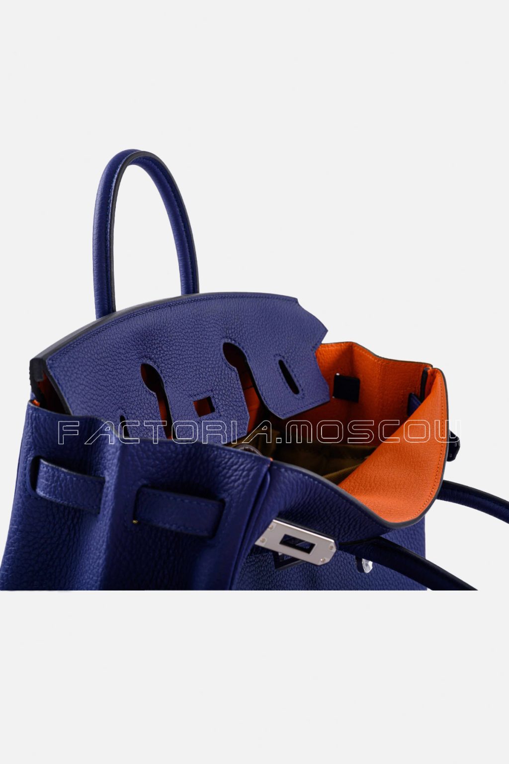Hermes Birkin 25 Verso Blue Encre & Orange Togo PHW