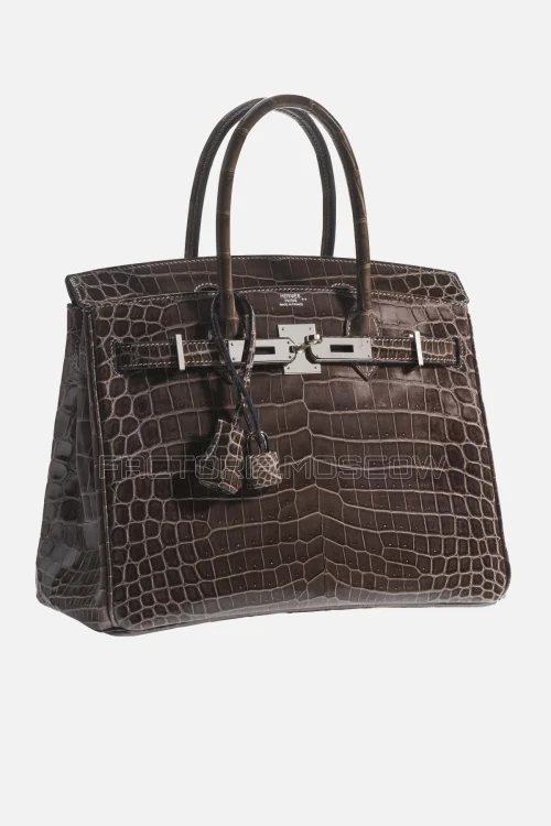 Hermes Birkin 30 Shiny Graphite Niloticus Crocodile PHW