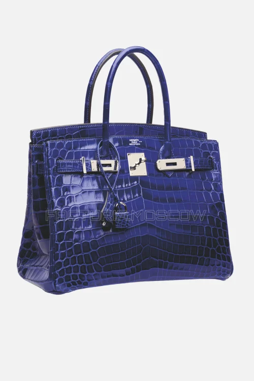 Hermes Birkin 30 Shiny Bleu Électrique Niloticus Crocodile PHW