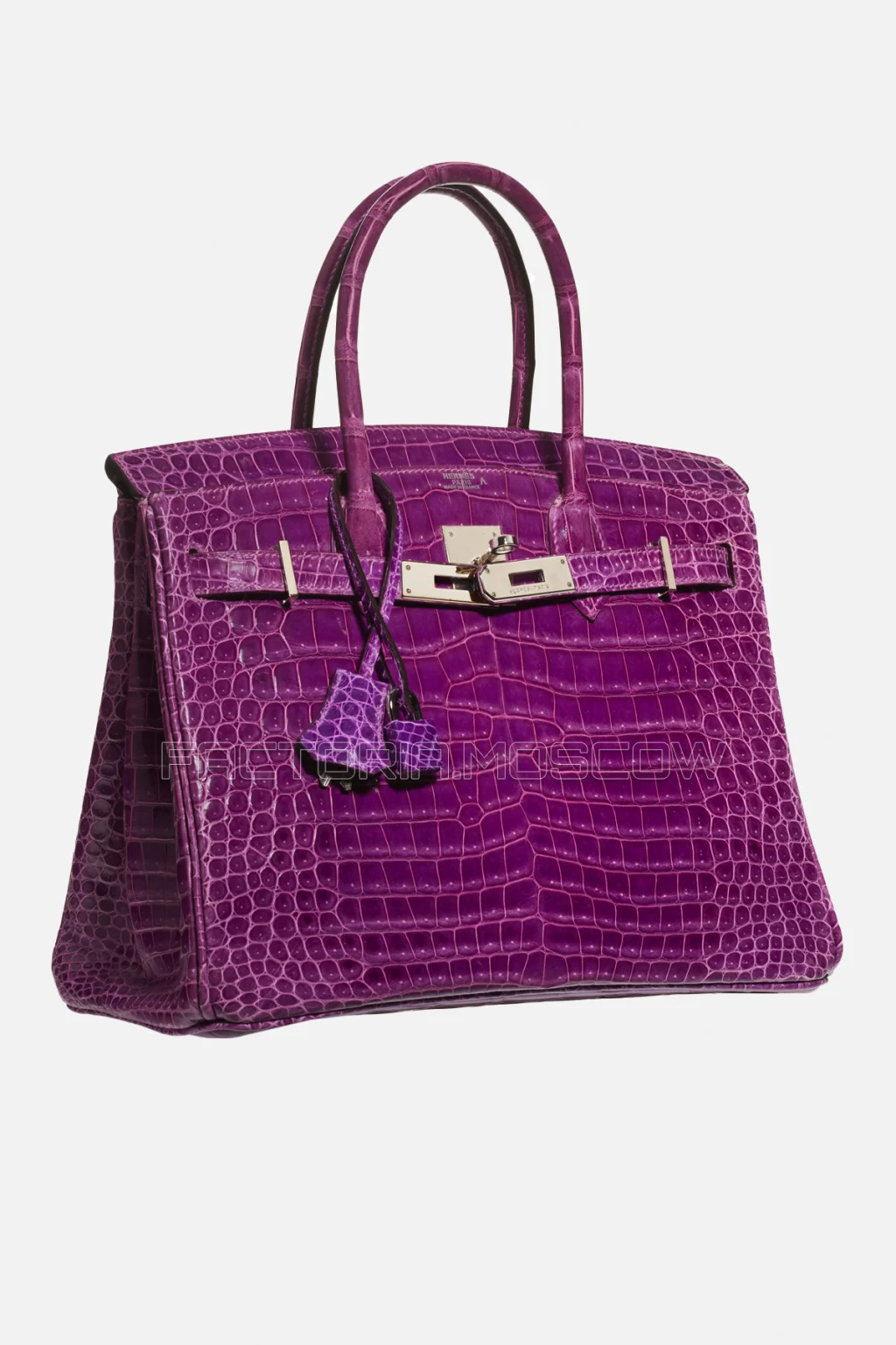 Hermes Birkin 30 Shiny Violet Porosus Crocodile PHW