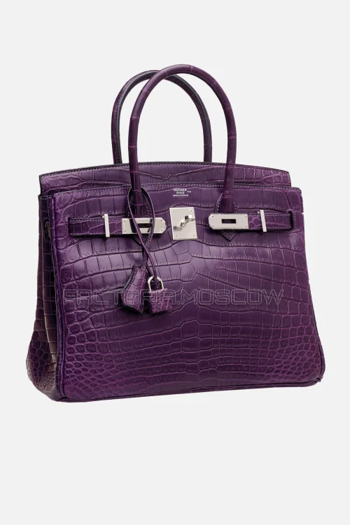 Hermes Birkin 30 Matte Amethyste Niloticus Crocodile PHW