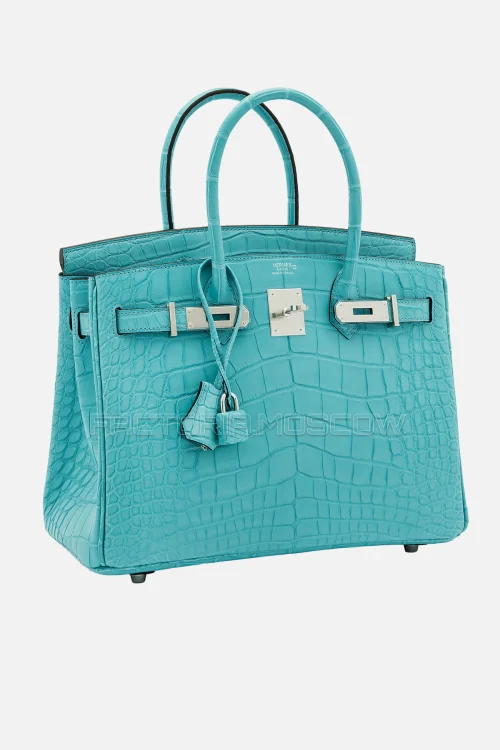 Hermes Birkin 30 Matte Bleu Saint Cyr Alligator PHW