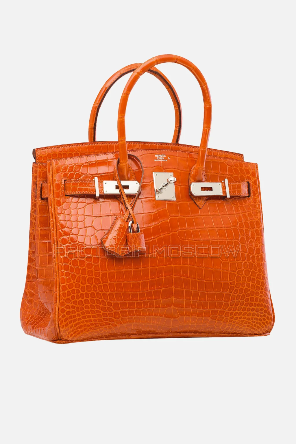 Hermes Birkin 30 Shiny Orange H Porosus Crocodile PHW