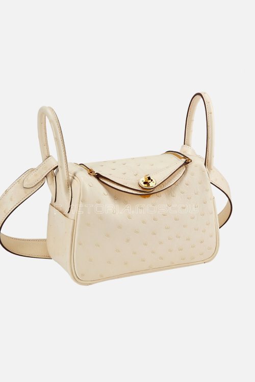 Hermès Mini Lindy 20 Nata Ostrich GHW