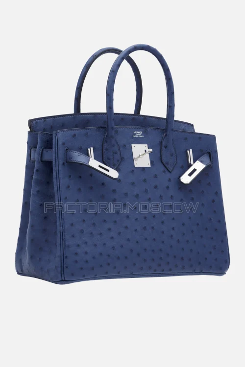Hermes Birkin 30 Bleu Roi Ostrich PHW