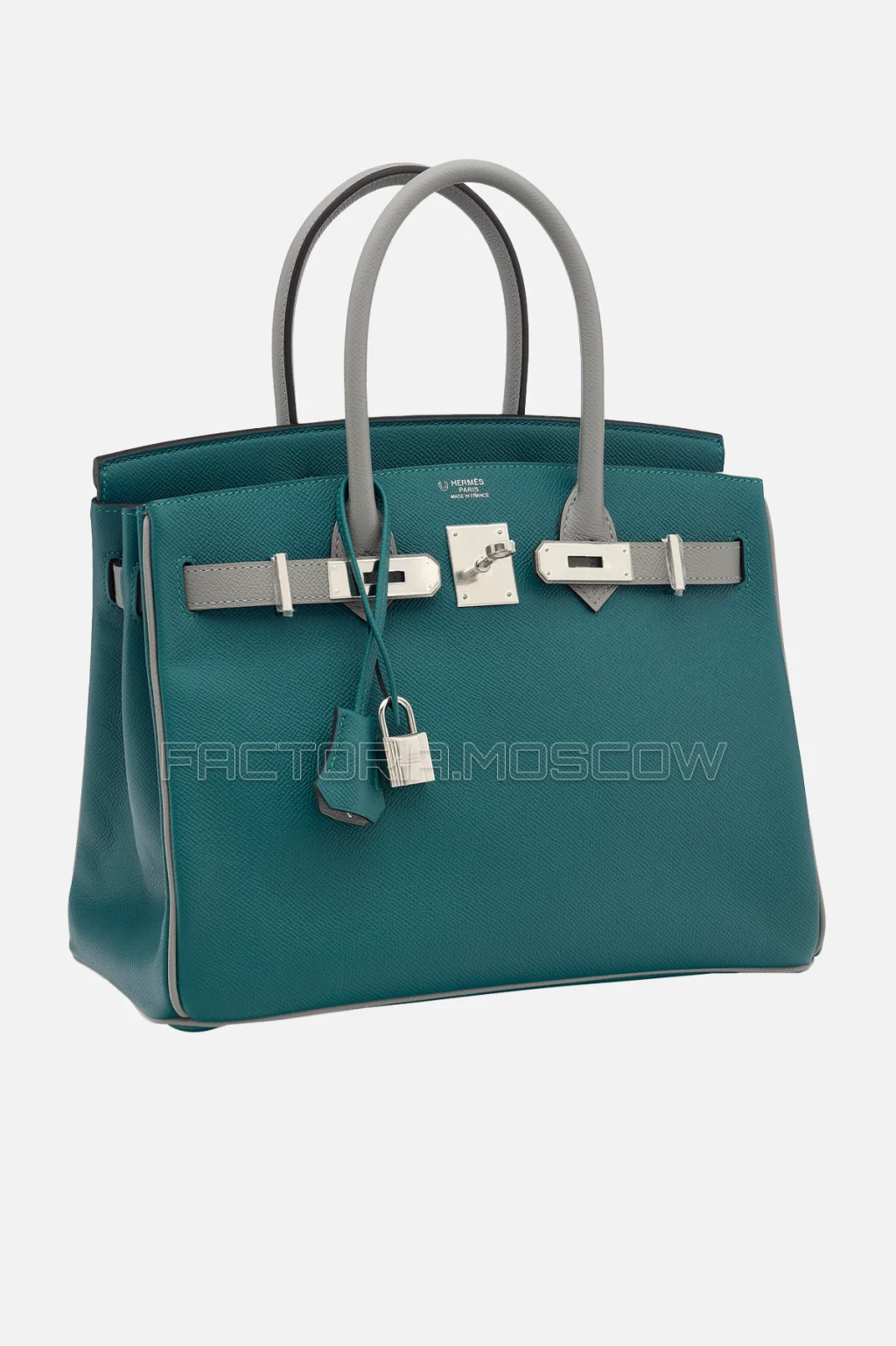 Hermes Birkin 30 Malachite/Gris Mouette Epsom PHW