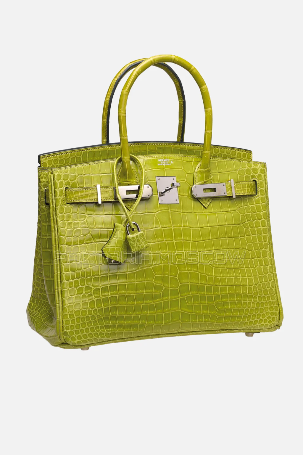 Hermes Birkin 30 Shiny Vert Chartreuse Porosus Crocodile PHW