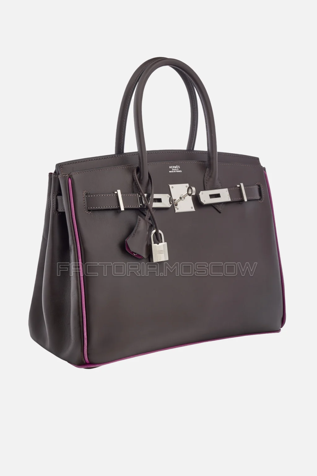 Hermes Birkin 30 Ébene Calf Box/Cyclamen PHW