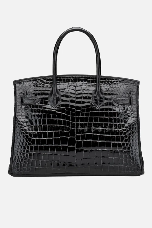 Hermes Birkin 30 Shiny Black Porosus Crocodile PHW