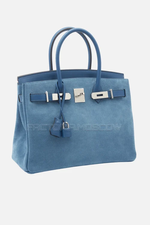 Hermes Birkin 30 Bleu Thalassa Swift/Veau Doblis Grizzly PHW