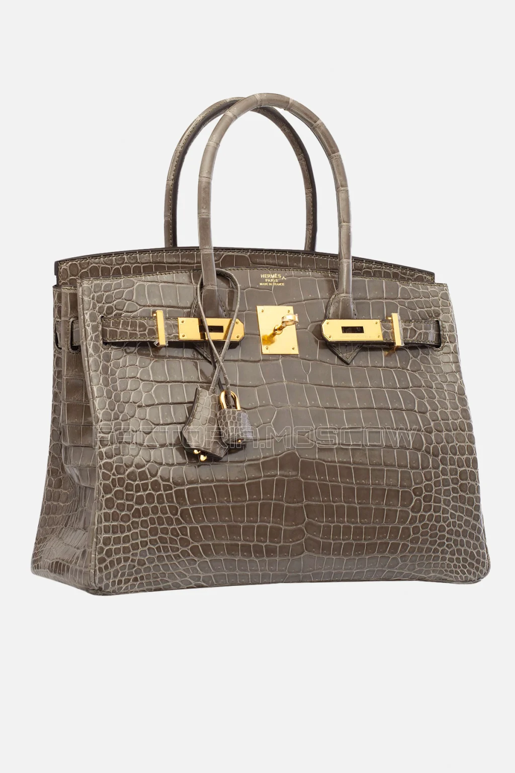 Hermes Birkin 30 Shiny Gris Tourterelle Porosus Crocodile GHW