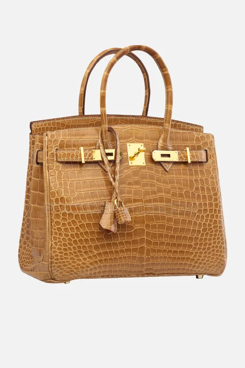 Hermes Birkin 30 Shiny Porosus Crocodile Ficelle GHW