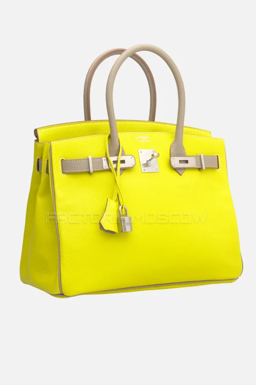 Hermes Birkin 30 Lime/Gris Tourterelle Chevre PHW