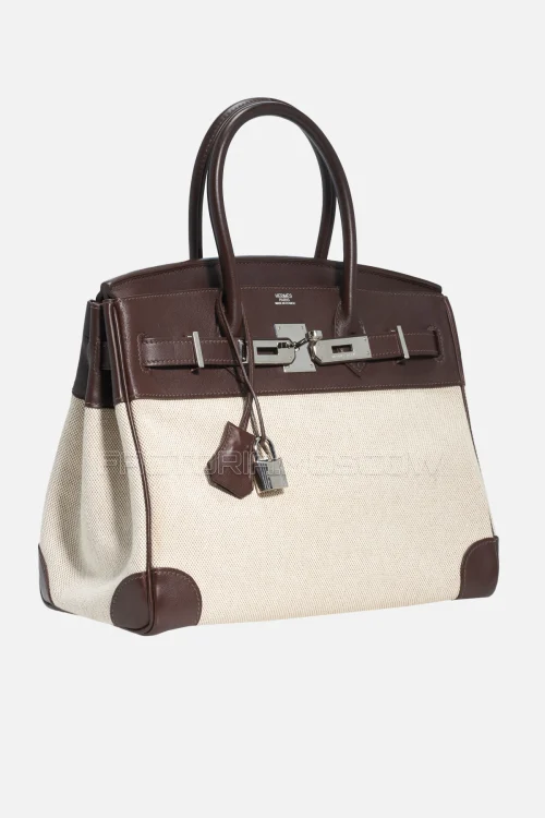 Hermes Birkin 30 Chocolat Swift/Toile PHW
