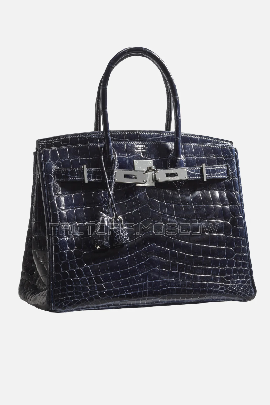 Hermes Birkin 30 Shiny Bleu Marine Niloticus Crocodile PHW