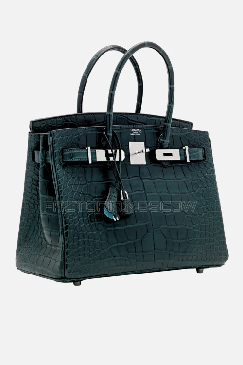 Hermes Birkin 30 Matte Vert Cypress/Bleu Saint Cyr Alligator PHW