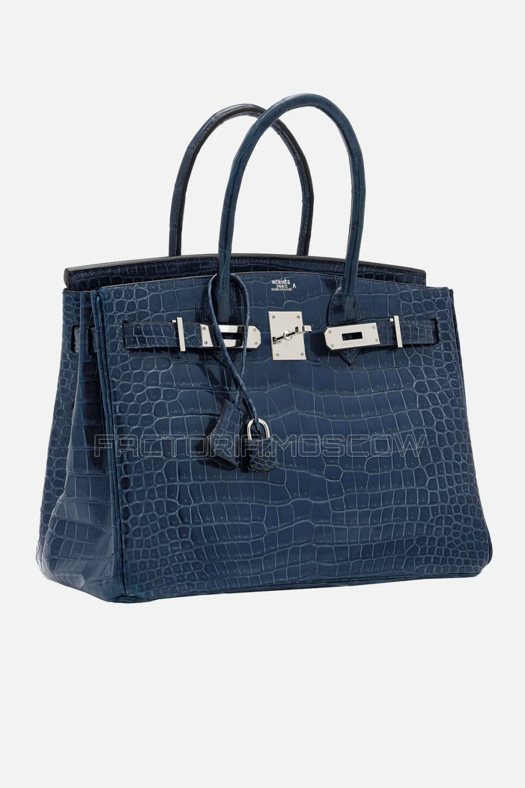 Hermes Birkin 30 Shiny Bleu Roi Porosus Crocodile PHW