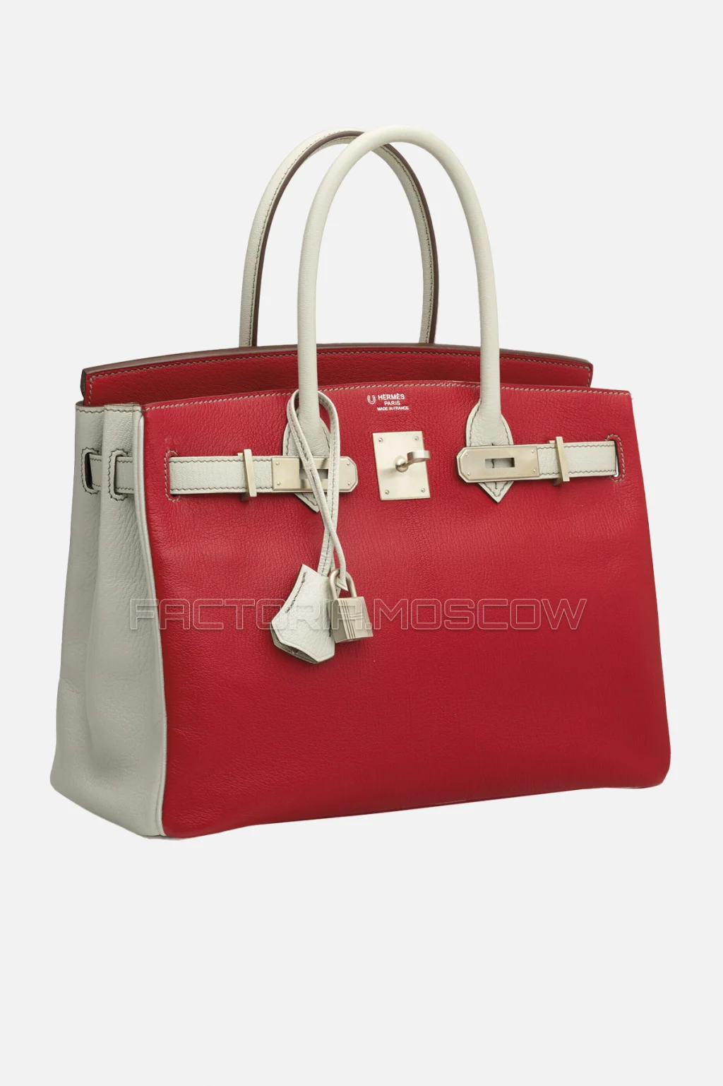 Hermes Birkin 30 Rouge Casaque/Gris Perle Chevre Brushed Palladium