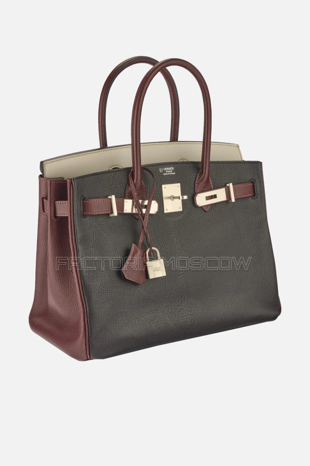 Hermes Birkin 30 Black, Gris Perle, Rouge H Chevre Brushed Palladium