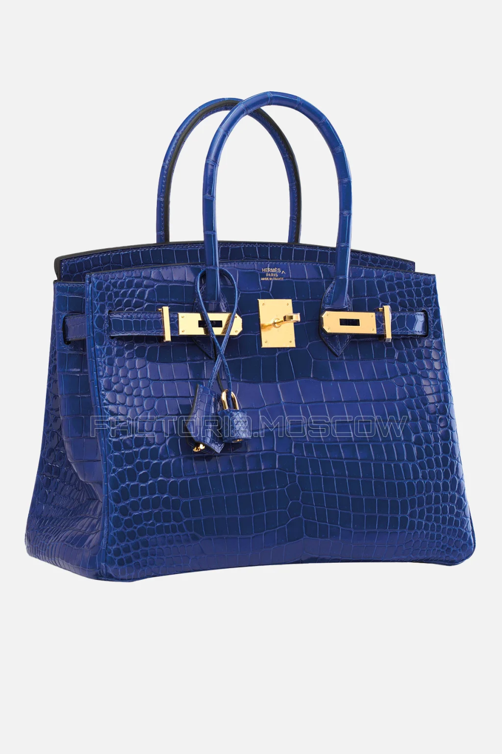 Hermes Birkin 30 Shiny Bleu Électrique Porosus Crocodile GHW