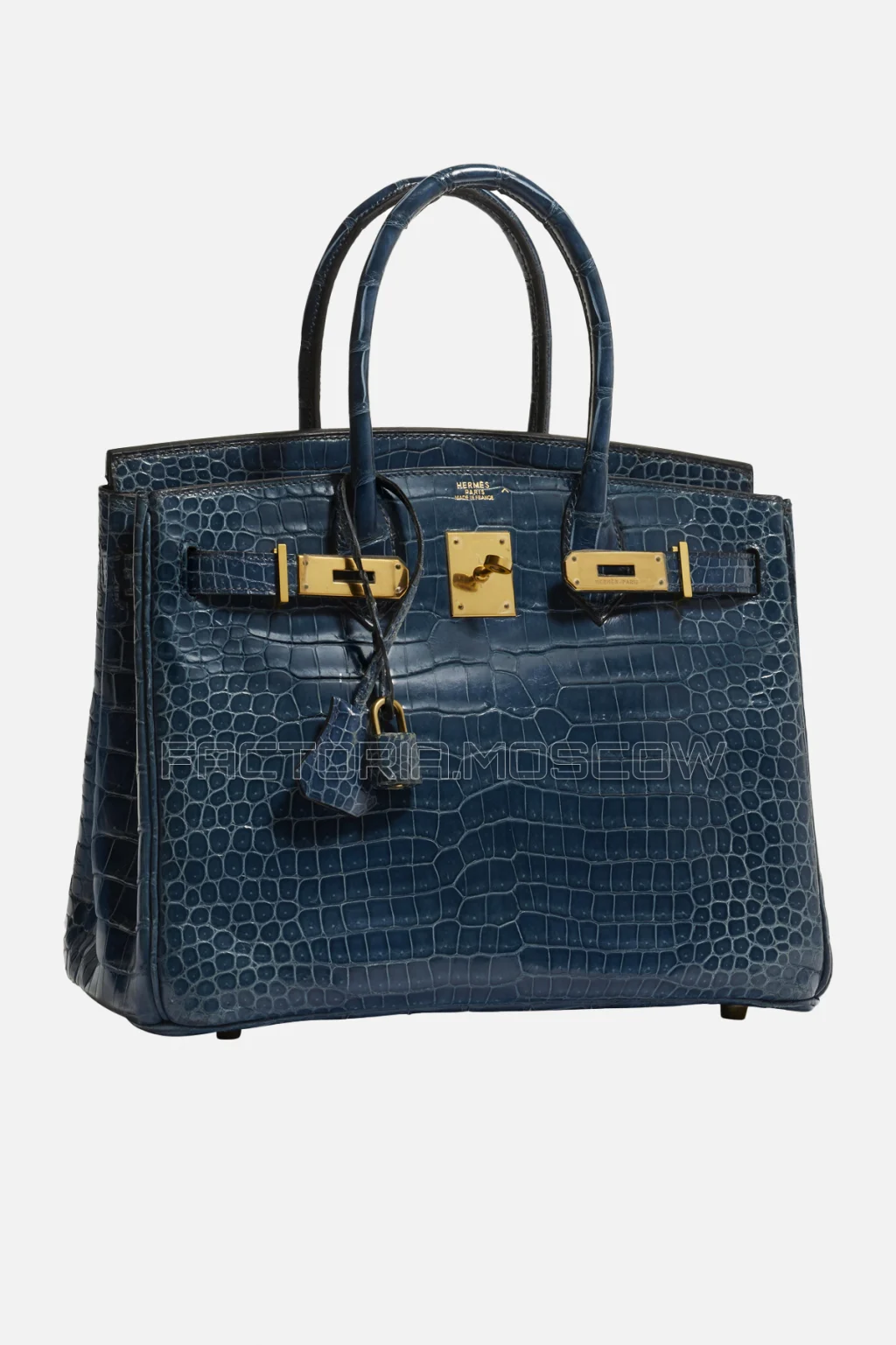 Hermes Birkin 30 Shiny Bleu Roi Porosus Crocodile GHW