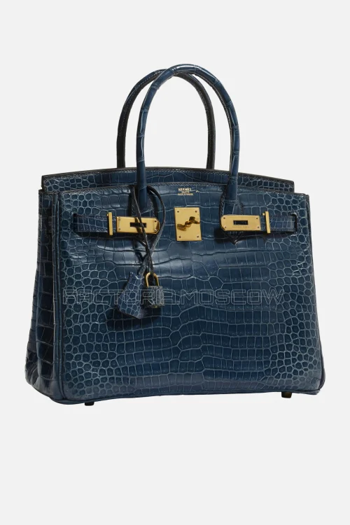 Hermes Birkin 30 Shiny Bleu Roi Porosus Crocodile GHW