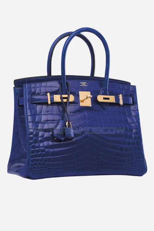 Hermes Birkin 30 Shiny Bleu Élecrique Niloticus Crocodile GHW