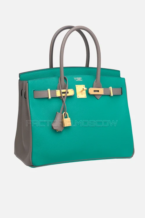 Hermes Birkin 30 Bleu Paon/Étain Epsom With Brushed GHW