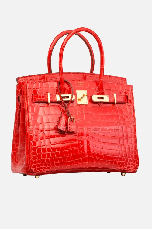 Hermes Birkin 30 Shiny Bougainvillier Niloticus Crocodile GHW