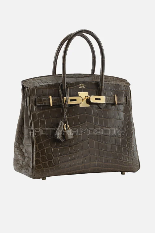 Hermes Birkin 30 Matte Gris Elephant Niloticus Crocodile GHW
