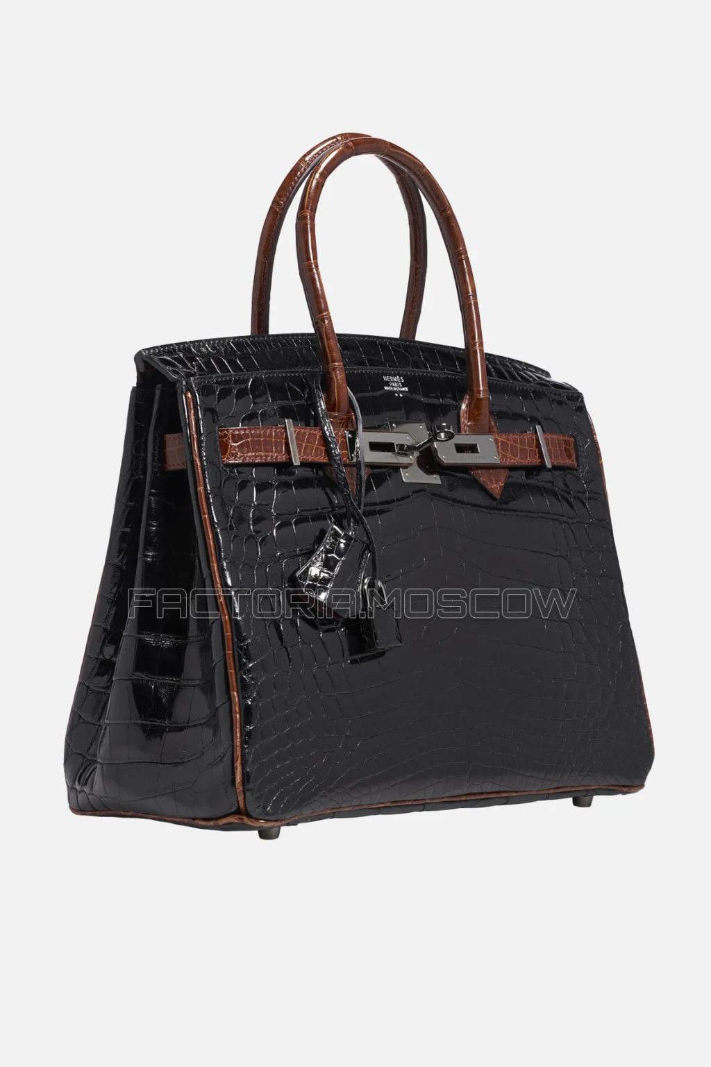 Hermes Birkin 30 Shiny Black/Miel Niloticus Crocodile Phw