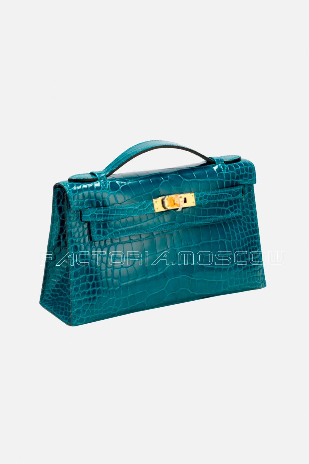 Hermès Kelly Pochette Shiny Alligator Vert Bosphore GHW