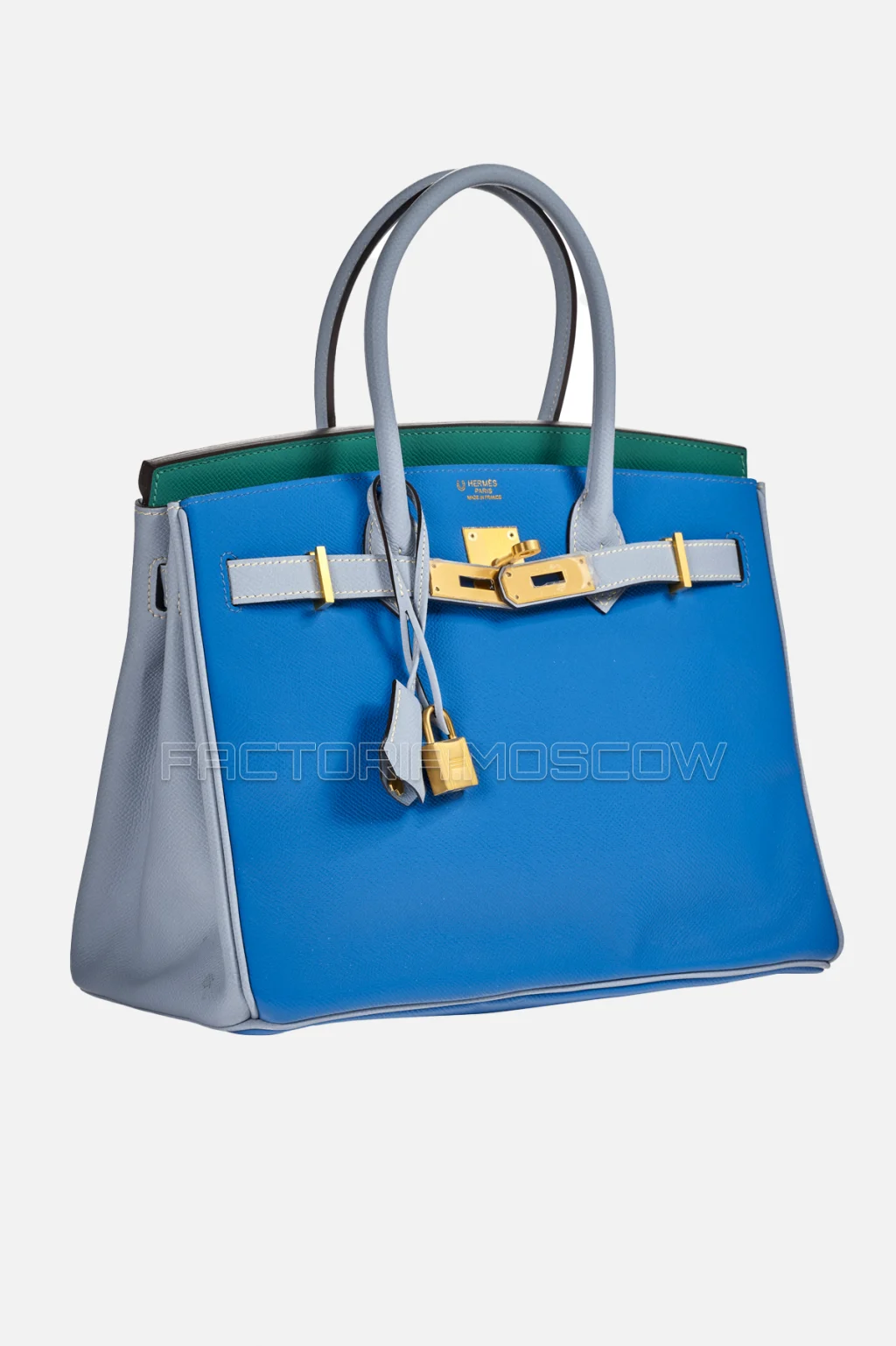 Hermes Birkin 30 Bleu Izmir/Malachite/Bleu Lin Epsom With Brushed GHW