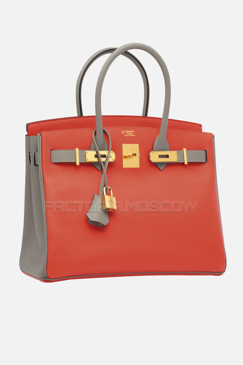 Hermes Birkin 30 Rouge Pivoine/Gris Mouette Epsom GHW