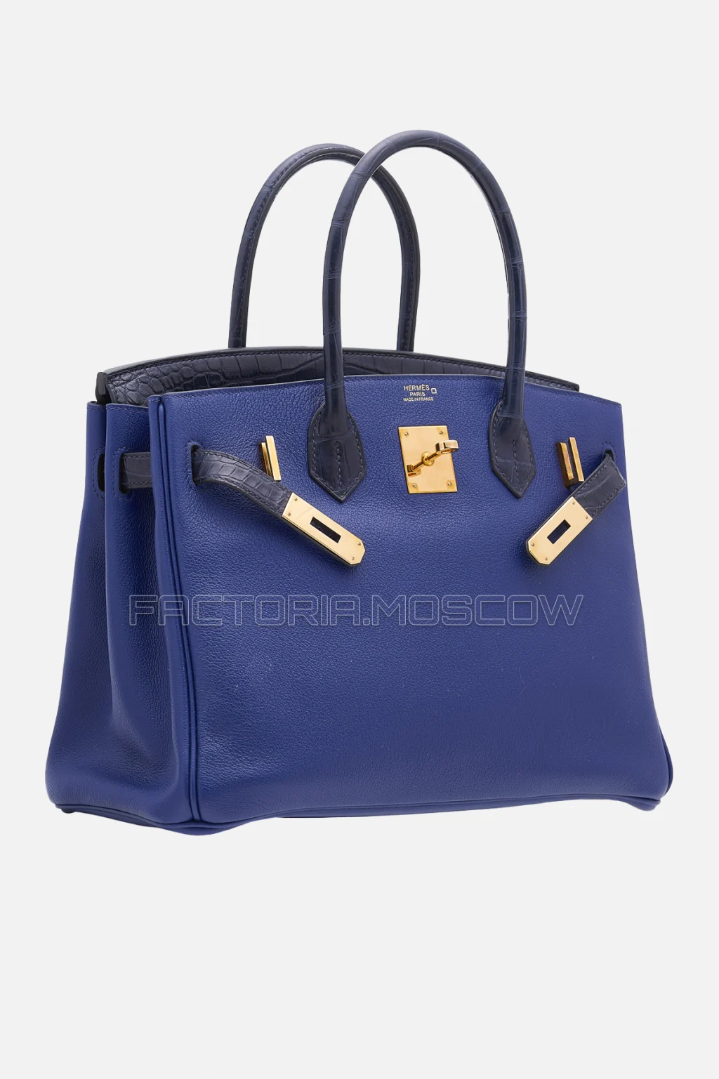 Hermes Birkin Touch 30 Matte Bleu Marine Alligator/Bleu Saphir Novillo Rose Gold