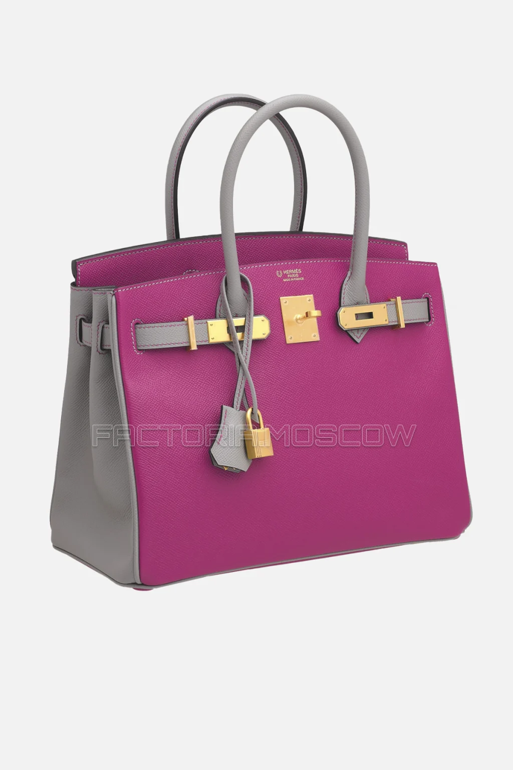 Hermes Birkin 30 Rose Pourpre/Gris Mouette Epsom With Brushed GHW