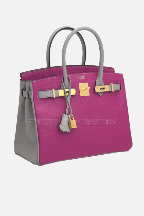 Hermes Birkin 30 Rose Pourpre/Gris Mouette Epsom With Brushed GHW